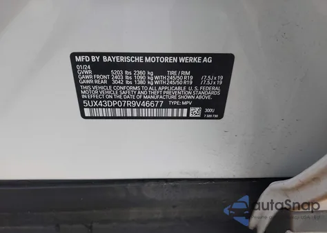 2024 BMW X3 Sdrive30I z USA, uszkodzony, nr VIN 5UX43DP07R9V46677